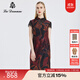 阿丹娜春夏新品輕奢蕾絲繡花連衣裙 褐色 XL 13XL