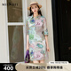 謎底花色連衣裙七分袖女2025夏款度假風(fēng)原創(chuàng  )印花襯衫裙256ML6229 淺紫花 M
