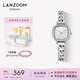 LANZOOM藍族海藍小方糖手表女士海洋表時(shí)尚方表生日七夕情人節禮物送女友 【可代寫(xiě)賀卡】輕奢白銀小方糖