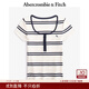 Abercrombie & Fitch【多色亨利領(lǐng)】小麋鹿圖案女裝25夏季修身短袖T恤139-5271 海軍藍條紋 S (165/88A)