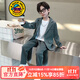 G.DUCKKIDS5-16歲童裝男童西服套裝春秋款兒童小西裝兩件套男孩秋裝中大童潮 灰色 160 （建議身高150cm 13-14歲）