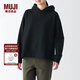 無(wú)印良品（MUJI） 女式 緊密編織毛圈 套頭衛衣 休閑百搭 純色連帽設計 BBQ09A3S 黑色 M 160/84A
