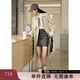 紫涵（ZIHAN）紫涵長款翻駁領灰色風衣女2025春季新款高級感氣質雙排扣休閑外套 米色 M