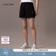 Calvin KleinJeans25夏季女士通勤簡約印花ck松緊腰修身針織休閑短褲47AB601 UB1-太空黑 S