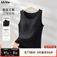 MsShe【莫代爾】大碼女裝2025夏裝胖mm遮肚子帶胸墊彈力吊帶背心 黑色現貨 4XL 建議：180-200斤