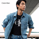 Calvin KleinJeans春秋男士美式潮流復古ck老花字母貼袋純棉牛仔襯衫外套 03V-牛仔淺藍 L