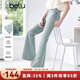 百圖betu女裝2025夏季新款牛仔微喇褲舒適棉感牛仔喇叭褲褲子2505T57 淺牛仔藍 M
