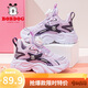 巴布豆童鞋秋季兒童運動(dòng)鞋軟底革面女童跑步鞋101543116糖果紫/深紫34