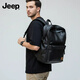 JEEP雙肩包高級感PU百搭大容量雙肩包 商務(wù)通勤電腦背包黑色PU皮背包