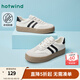 熱風(fēng)（Hotwind）德訓鞋男鞋2025年春季新款男士時(shí)尚復古休閑平底鞋拼色百搭板鞋男 88米黑 40 250mm