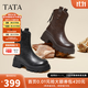他她（TATA）女靴子2025秋季彈力靴時(shí)裝靴厚底顯瘦增高短靴CE401DZ5 黑色 38