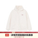 F426國潮牌冬季多巴胺小logo連帽紐扣毛絨外套 米白色 L