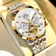 勞力士王子瑞士手表男士全自動(dòng)機械表夜光多功能陀飛輪鏤空鑲鉆商務(wù)專(zhuān)用男表 間金白面【升級旗艦版】