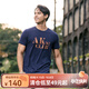 AKSERIESAK男裝復古AK字母經(jīng)典暈染印花親膚舒適圓領(lǐng)休閑短袖T恤男1700083 藏藍色 M