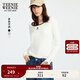 Teenie Weenie小熊女裝T恤2025秋季新款簡(jiǎn)約時(shí)尚氣質(zhì)撞色圓領(lǐng)長(cháng)袖 象牙白 M