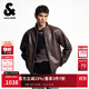 杰克·瓊斯（JACK&JONES）男裝士夾克羊皮革插袋時尚長袖寬松立領(lǐng)經(jīng)典舒適上衣225410002 E09巧克力棕 常規(guī) M （175）