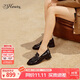 73Hours女鞋伍德畫(huà)廊2025春季新品純色飾扣方跟圓頭樂(lè )福鞋