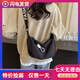 年多多撿漏休閑尼龍布包包女2025夏季輕便斜挎餃子包百搭小眾單肩通勤包 黑色【厚寬帶】