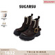 SugarSu 沈月同款25年秋季復古時(shí)尚切爾西搭扣厚底增高馬丁煙筒短靴女 海貝棕色 38