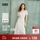 森馬（Semir）連衣裙女設(shè)計(jì)感重工繡花夏2025花邊翻領(lǐng)泡泡袖小白裙107425114041