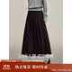 茵曼休閑百褶半身裙2025秋女裝新款高腰顯瘦A字中長(cháng)裙 黑色 S