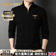 NOSSKISS品牌男裝長(cháng)袖T恤男士春秋拉鏈立領(lǐng)棉潮流刺繡休閑打底衫上衣 黑色 L 175 適合135-150斤