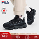 FILA 斐樂(lè )官方女鞋PEASE加絨豌豆鞋復古老爹鞋2024冬新款運動(dòng)休閑鞋 黑/影黑灰-BD 37.5