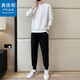真維斯戶(hù)外運動(dòng)套裝男士休閑春秋運動(dòng)圓領(lǐng)衛衣寬松潮流打底衫兩件套 白色 2XL