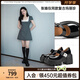 MIO【張婧怡同款】米奧春季超高跟單鞋蝴蝶搭扣淺口瑪麗珍鞋女 黑色 36