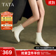 他她（TATA）奶皮靴法式氣質(zhì)短靴女靴通勤瘦瘦靴彈力靴秋冬新WYX02DD4 米白 37