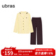 ubras全棉系列純色開(kāi)襟家居服睡衣女長(cháng)袖長(cháng)褲套裝情侶款軟棉棉 【長(cháng)袖長(cháng)褲】女款-蛋黃流沙色 L