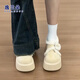 逸蘭朵松糕厚底勃肯棉鞋女冬季外穿2025新款小個(gè)子增高復古百搭保暖棉鞋 米白色加絨 37 (235mm)