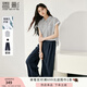 香影鹽系輕熟風(fēng)套裝女兩件套2025夏裝新款條紋襯衫褲子一整套穿搭 藏青 L 165/88A/110-125斤