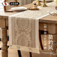煦凜日本新款桌旗簡(jiǎn)約餐墊臺(tái)布斗柜電視柜茶幾長(zhǎng)條巾茶席輕奢餐桌 寶相-灰 35*120cm---(含流蘇)