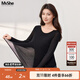 MsShe【高彈網(wǎng)紗長(cháng)袖T恤】大碼女裝2025秋冬裝胖mm內搭打底衫上衣女 黑色現貨 4XL