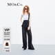 MO&Co.寬松直筒側(cè)開叉顯瘦美式復(fù)古休閑牛仔背帶褲摩安珂 牛仔黑色 S 160