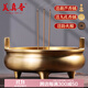 美真香 三足銅香爐特大號 檀香線(xiàn)香盤(pán)香財神供奉供佛熏香香薰銅香爐家用