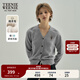Teenie Weenie小熊針織開衫女秋冬刺繡綿羊毛長(zhǎng)袖針織開衫外套女 中灰色 M (165)