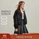 茵曼簡(jiǎn)約立領(lǐng)皮衣黑色外套2025秋女裝新款短款夾克上衣 午夜黑 XL
