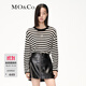 MO&Co.針織衫美麗諾綿羊毛條紋圓領(lǐng)落肩袖寬松長(zhǎng)袖上衣MC織嘜摩安珂 黑白條色-第2批 S 160