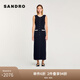 SANDRO2025春夏新款女裝法式花邊撞色百褶針織連衣裙SFPRO04143 黑色 M