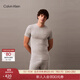 Calvin Klein內衣25夏季男士ck莫代爾松緊提花腰邊休閑家居短褲睡褲NM2824 P7A-椰青灰 M