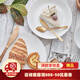 隆達骨瓷碗盤(pán)餐具 純白套裝 盤(pán)碗碟健康家用中式簡(jiǎn)約6人 商務(wù)喬遷禮品 純白 16頭