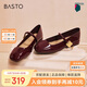 百思圖【喬欣同款】莫奈花園法式瑪麗珍M3173AQ5紅色 37