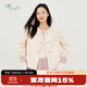片斷（dribs＆drabs）片斷外套女2025春季新款國風(fēng)甜美提花設計感撞色盤(pán)扣圓領(lǐng)長(cháng)袖上衣 米白 S 155/80A