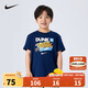 NIKE 耐克童裝炸雞圖案短袖T恤夏季男女童柔軟輕薄兒童抗皺短袖上衣