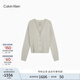 Calvin KleinJeans25秋季新款女優(yōu)雅通勤ck毛絨絨寬松短款V領(lǐng)針織開(kāi)衫47D388G 67U-牛奶白 XS
