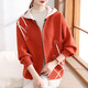 雪夕媽媽春裝連帽休閑針織外套2025新款中老年女裝大碼開(kāi)衫巨好看毛衣