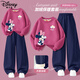 迪士尼童裝女童冬季套裝2025新款加厚保暖兒童冬裝舒適衣服運動(dòng)女孩褲子