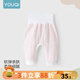 優(yōu)奇寶寶高腰護肚秋褲嬰兒褲子無(wú)骨按扣大屁屁褲女純棉男開(kāi)襠打底春秋 粉色 80cm